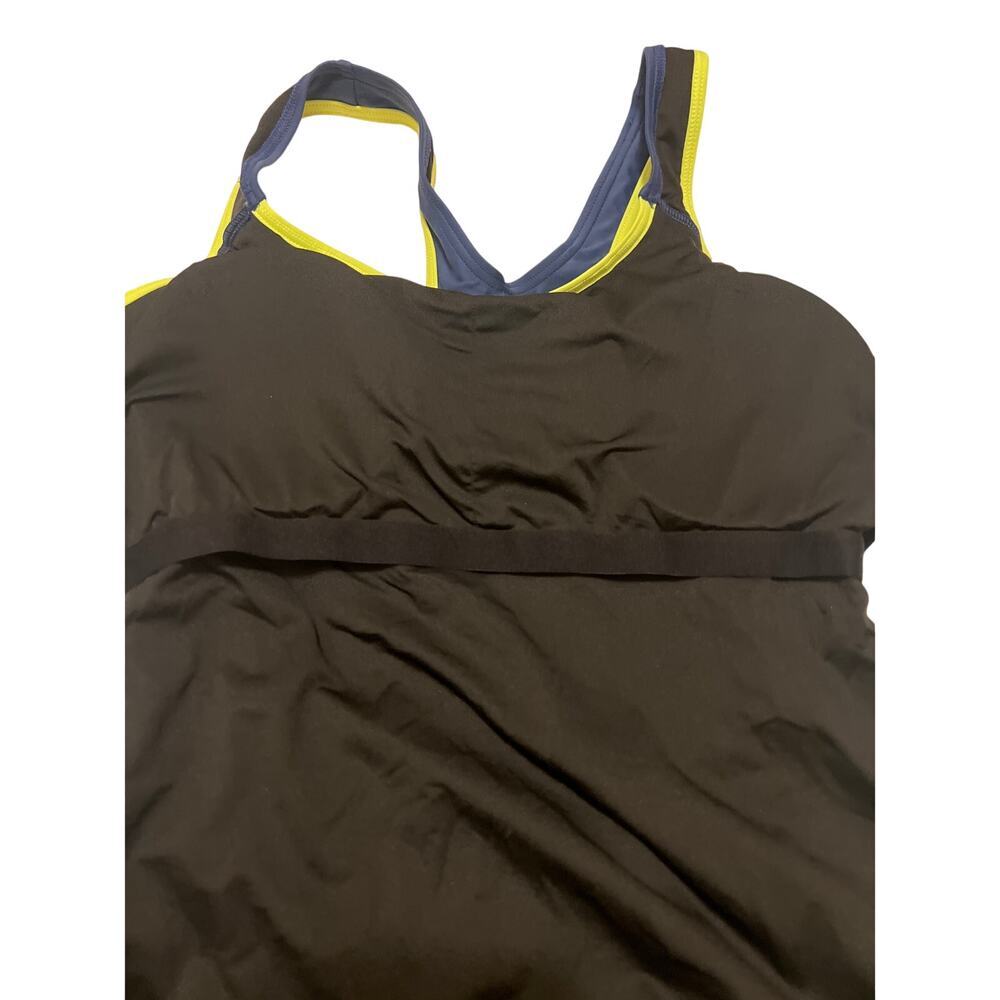 Women's Contrast Boyleg Racer Cutout Back Sports One Piece Swimsuit NWT Size L - Picture 6 of 9